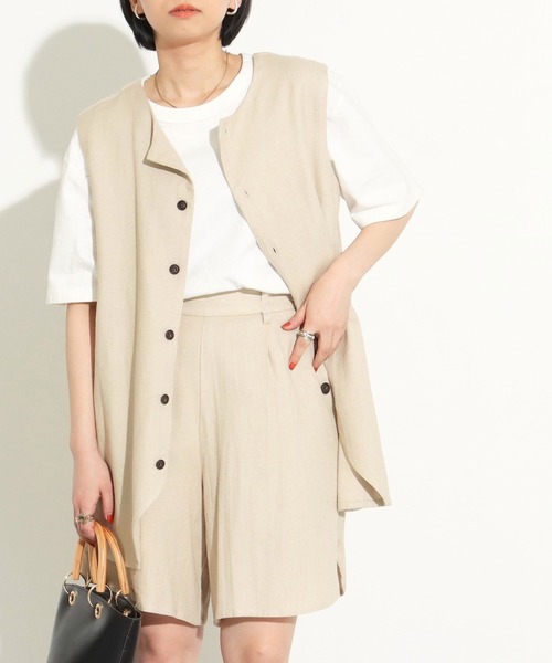 Factor=（ファクターイコール）の「3WAYリネンノースリーブトップス（シャツ/ブラウス・レディース・ブラック/ベージュ/ブルー・FREE）」の19枚目の写真