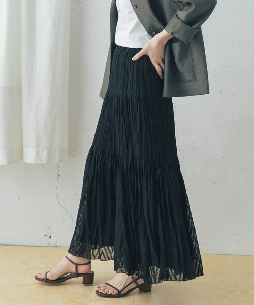 URBAN RESEARCH ROSSO WOMEN（アーバンリサーチ　ロッソ）の「シアージャガードティアードスカート（スカート・レディース・ライトブルー/ブラック/イエロー・FREE）」の2枚目の写真