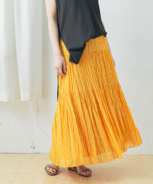 URBAN RESEARCH ROSSO WOMEN（アーバンリサーチ　ロッソ）の「シアージャガードティアードスカート（スカート・レディース・ライトブルー/ブラック/イエロー・FREE）」の4枚目の写真