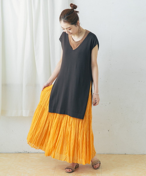 URBAN RESEARCH ROSSO WOMEN（アーバンリサーチ　ロッソ）の「シアージャガードティアードスカート（スカート・レディース・ライトブルー/ブラック/イエロー・FREE）」の6枚目の写真