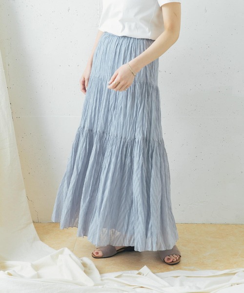 URBAN RESEARCH ROSSO WOMEN（アーバンリサーチ　ロッソ）の「シアージャガードティアードスカート（スカート・レディース・ライトブルー/ブラック/イエロー・FREE）」の9枚目の写真