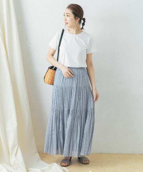 URBAN RESEARCH ROSSO WOMEN（アーバンリサーチ　ロッソ）の「シアージャガードティアードスカート（スカート・レディース・ライトブルー/ブラック/イエロー・FREE）」の11枚目の写真