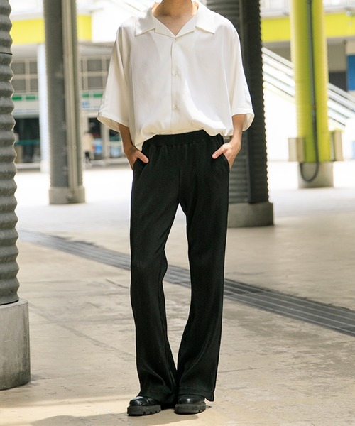 Adoon plain(アドーンプレーン)の「【Adoon plain】プリーツフレアパンツ(その他パンツ・メンズ・ブラック・SMALL/MEDIUM/LARGE)」の10枚目の写真