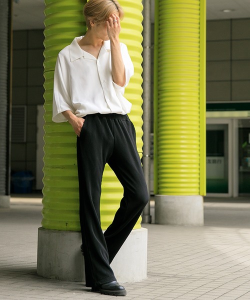 Adoon plain(アドーンプレーン)の「【Adoon plain】プリーツフレアパンツ(その他パンツ・メンズ・ブラック・SMALL/MEDIUM/LARGE)」の3枚目の写真