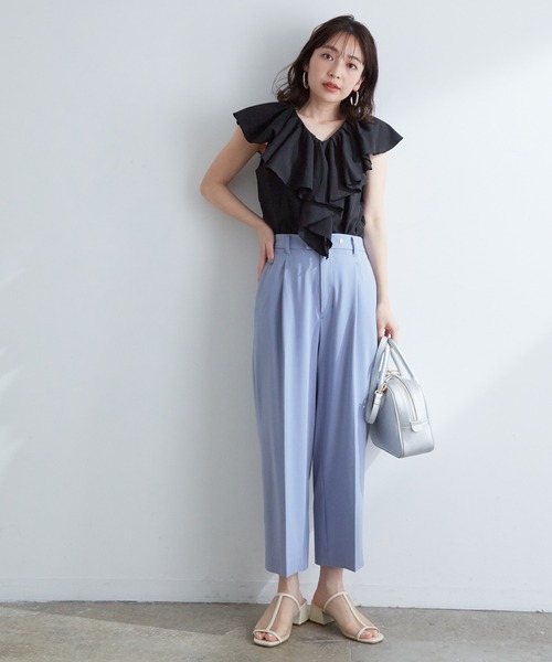 VIS（ビス）の「フリルカラーカットソートップス（Tシャツ/カットソー・レディース・オフホワイト/ライトグリーン/ブラック・FREE）」の22枚目の写真