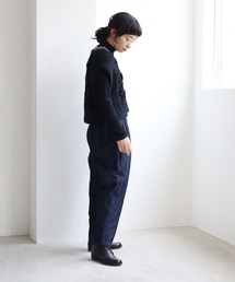 新品タグ付　yuni コットン/リネン デニム テーパードパンツ yuni（ユニ ）の「コットンリネン デニムテーパードパンツ