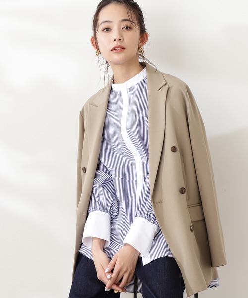 N.（N. Natural Beauty Basic）（エヌエヌナチュラルビューティーベーシック）の「◆バックペプラムバンドカラーシャツ（シャツ/ブラウス・レディース・ホワイト/ブルー系その他/ブラウン系その他/ブラック/グリーン/スモークピンク・MEDIUM）」の13枚目の写真