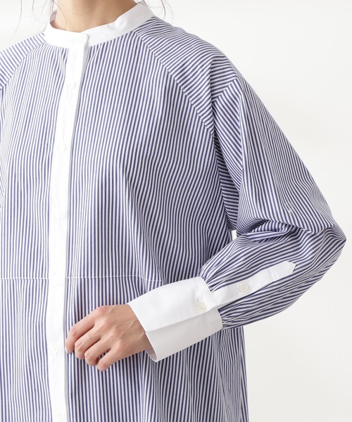 N.（N. Natural Beauty Basic）（エヌエヌナチュラルビューティーベーシック）の「◆バックペプラムバンドカラーシャツ（シャツ/ブラウス・レディース・ホワイト/ブルー系その他/ブラウン系その他/ブラック/グリーン/スモークピンク・MEDIUM）」の10枚目の写真