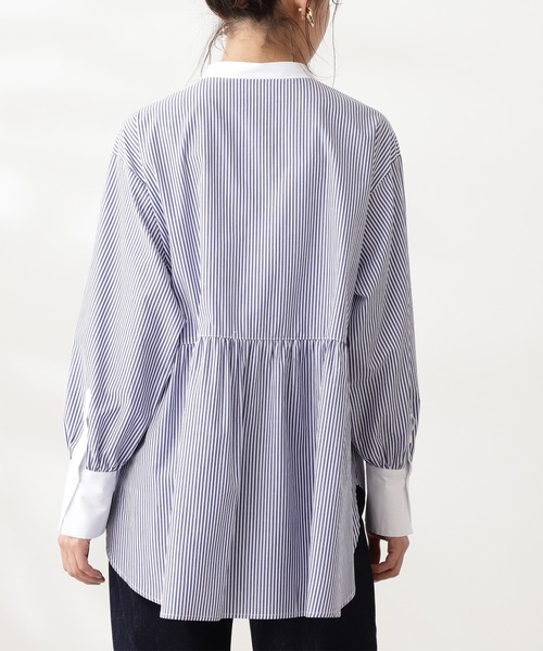 N.（N. Natural Beauty Basic）（エヌエヌナチュラルビューティーベーシック）の「◆バックペプラムバンドカラーシャツ（シャツ/ブラウス・レディース・ホワイト/ブルー系その他/ブラウン系その他/ブラック/グリーン/スモークピンク・MEDIUM）」の14枚目の写真