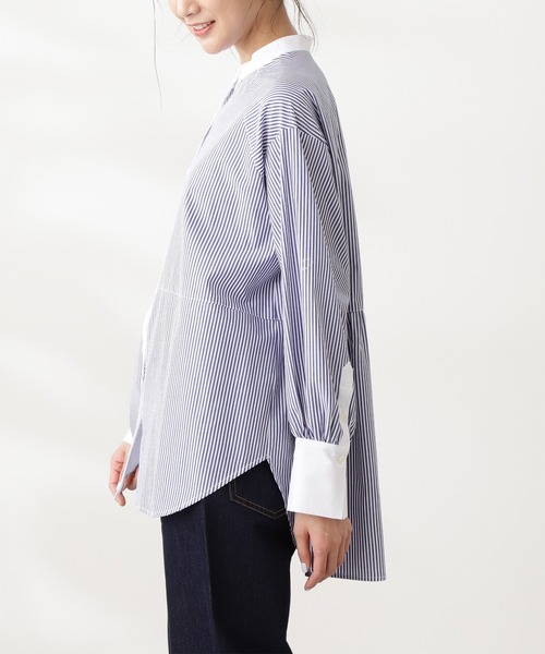 N.（N. Natural Beauty Basic）（エヌエヌナチュラルビューティーベーシック）の「◆バックペプラムバンドカラーシャツ（シャツ/ブラウス・レディース・ホワイト/ブルー系その他/ブラウン系その他/ブラック/グリーン/スモークピンク・MEDIUM）」の19枚目の写真