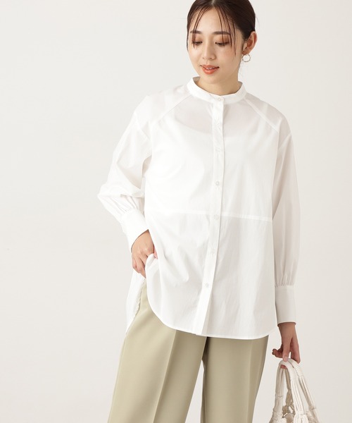 N.（N. Natural Beauty Basic）（エヌエヌナチュラルビューティーベーシック）の「◆バックペプラムバンドカラーシャツ（シャツ/ブラウス・レディース・ホワイト/ブルー系その他/ブラウン系その他/ブラック/グリーン/スモークピンク・MEDIUM）」の11枚目の写真