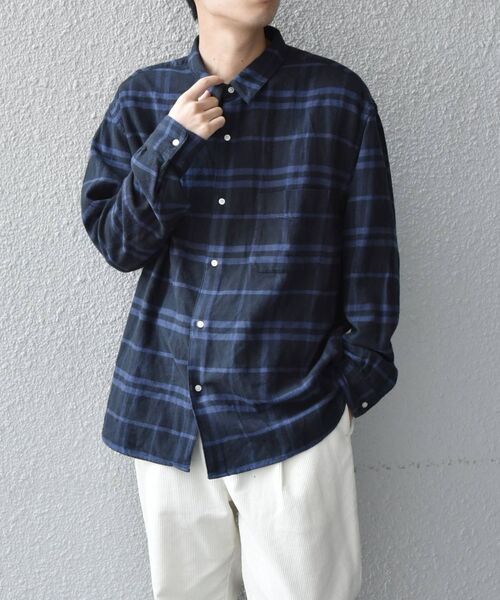 SHIPS any（シップス エニィ）の「SHIPS any: Kinloch Anderson チェック レギュラー ネルシャツ◇（シャツ/ブラウス・メンズ・ネイビー/グレー/グリーン/ブルー・SMALL/MEDIUM/LARGE/X-LARGE）」の3枚目の写真