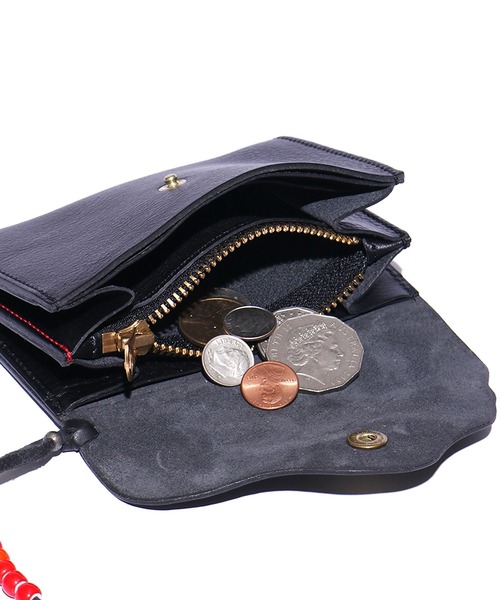 CAL O LINE（キャルオーライン）の「CAL O LINE / キャルオーライン BEADS LEATHER WALLET 2 財布 ミニウォレット（財布・メンズ・タン/ブラック・FREE）」の12枚目の写真