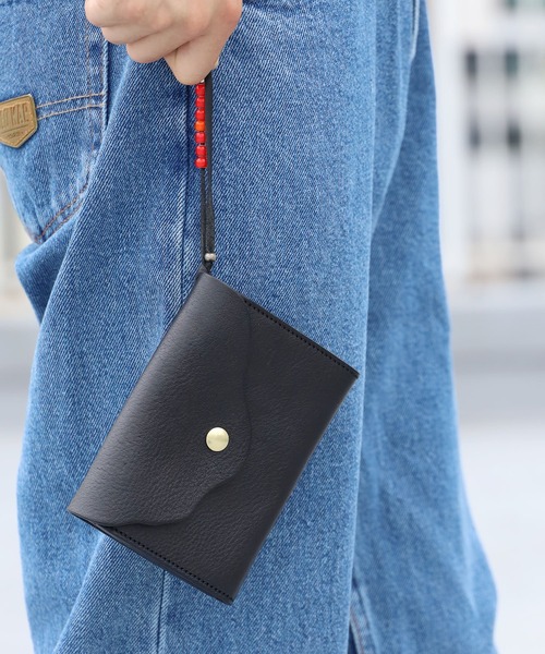 CAL O LINE（キャルオーライン）の「CAL O LINE / キャルオーライン BEADS LEATHER WALLET 2 財布 ミニウォレット（財布・メンズ・タン/ブラック・FREE）」の22枚目の写真