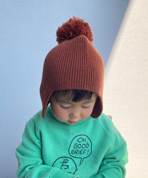 GRIN BUDDY（グリンバディ）の「【GRIN BUDDY/グリンバディ】【キッズ】耳当て付きニット帽/Simply Mimi Watch（ニットキャップ/ビーニー・キッズ・グリーン/ブラウン/パープル/ピンク/ベージュ・53）」の7枚目の写真