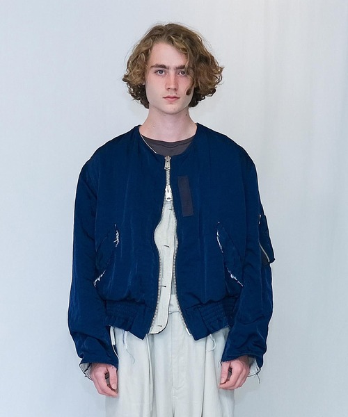 Wizzard(ウィザード)の「Wizzard ウィザード / SHRINK BOMBER JACKET シュリンクボンバージャケット MA-1ブルゾン(MA-1・メンズ・ブルー/ブラック/カーキ・1/2/3)」の3枚目の写真