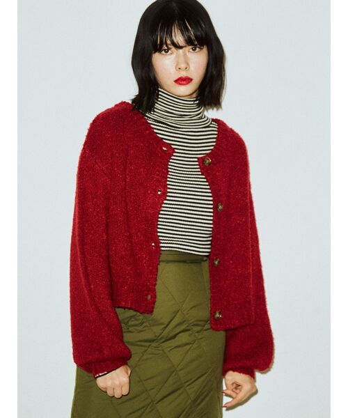 jouetie（ジュエティ）の「2WAYショートカーディガン【ニット】（カーディガン/ボレロ・レディース・ライトブルー/ブラック/レッド/アイボリー・MEDIUM）」の4枚目の写真