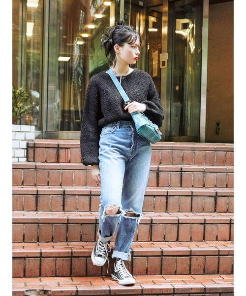 jouetie（ジュエティ）の「2WAYショートカーディガン【ニット】（カーディガン/ボレロ・レディース・ライトブルー/ブラック/レッド/アイボリー・MEDIUM）」の12枚目の写真