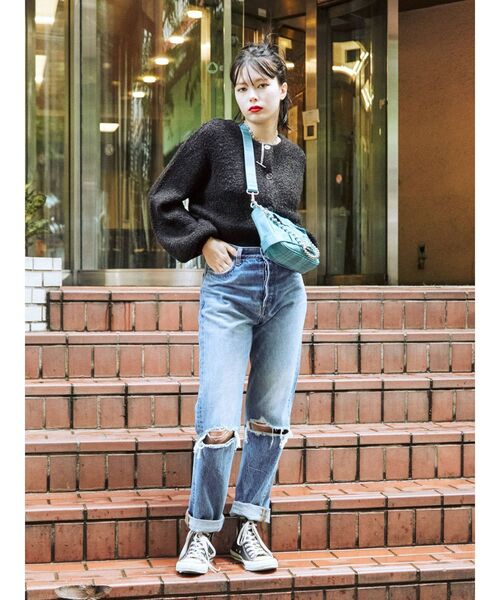 jouetie（ジュエティ）の「2WAYショートカーディガン【ニット】（カーディガン/ボレロ・レディース・ライトブルー/ブラック/レッド/アイボリー・MEDIUM）」の13枚目の写真