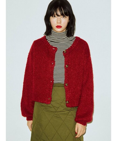 jouetie（ジュエティ）の「2WAYショートカーディガン【ニット】（カーディガン/ボレロ・レディース・ライトブルー/ブラック/レッド/アイボリー・MEDIUM）」の21枚目の写真