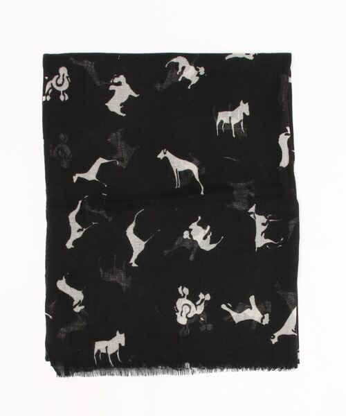 Glen Prince（グレンプリンス）の「【GLEN PRINCE（グレン プリンス）】ストール　イヌ柄（ストール/ショール・レディース・ブラック・FREE）」の2枚目の写真
