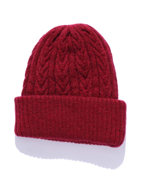 LACOSTE（ラコステ）の「LACOSTE/ラコステ ケーブル編み ニット帽（ニットキャップ/ビーニー・レディース・オフホワイト/ワインレッド・FREE）」の5枚目の写真