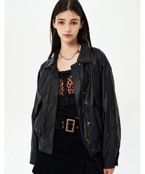 レザージャケット・コート [NASTY FANCY CLUB] MINIMAL CROP LEATHER JACKET org.jpg