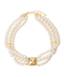 Ray BEAMS / 3連パール チョーカー ホワイト