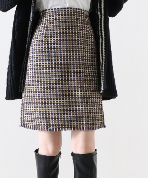 Cheek（チーク）の「ツイードミニスカート（スカート・レディース・オレンジ/ブルー/グリーン・MEDIUM）」の3枚目の写真