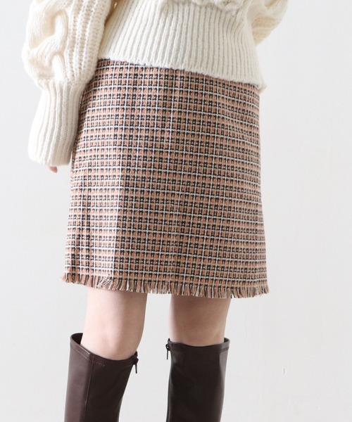 Cheek（チーク）の「ツイードミニスカート（スカート・レディース・オレンジ/ブルー/グリーン・MEDIUM）」の8枚目の写真