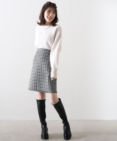 Cheek（チーク）の「ツイードミニスカート（スカート・レディース・オレンジ/ブルー/グリーン・MEDIUM）」の14枚目の写真