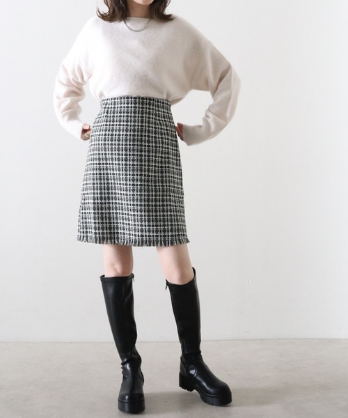 Cheek（チーク）の「ツイードミニスカート（スカート・レディース・オレンジ/ブルー/グリーン・MEDIUM）」の20枚目の写真