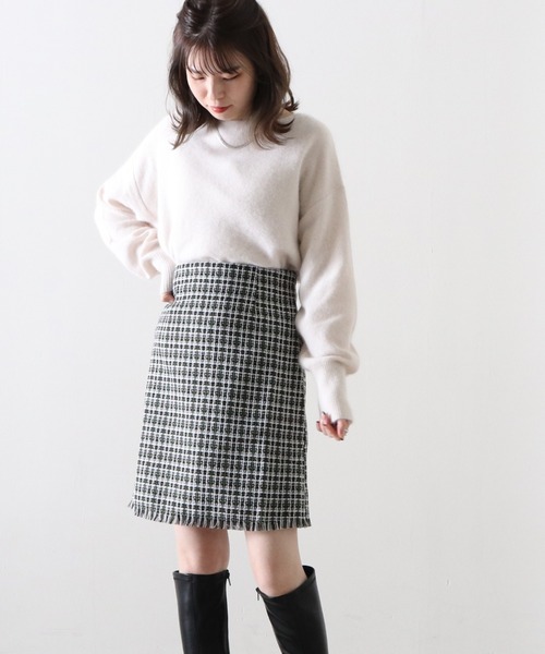 Cheek（チーク）の「ツイードミニスカート（スカート・レディース・オレンジ/ブルー/グリーン・MEDIUM）」の4枚目の写真