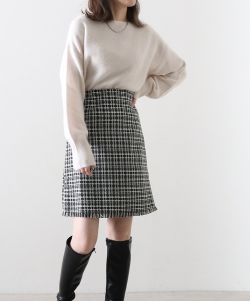 Cheek（チーク）の「ツイードミニスカート（スカート・レディース・オレンジ/ブルー/グリーン・MEDIUM）」の9枚目の写真