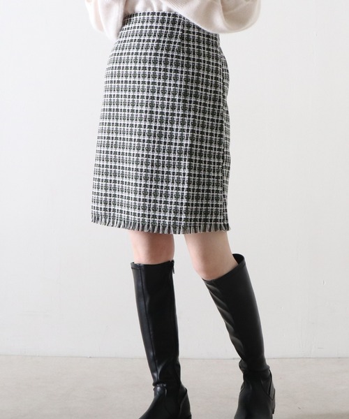 Cheek（チーク）の「ツイードミニスカート（スカート・レディース・オレンジ/ブルー/グリーン・MEDIUM）」の5枚目の写真