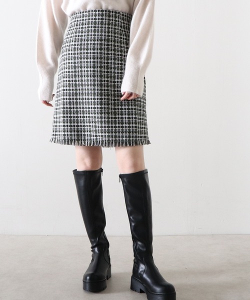 Cheek（チーク）の「ツイードミニスカート（スカート・レディース・オレンジ/ブルー/グリーン・MEDIUM）」の21枚目の写真