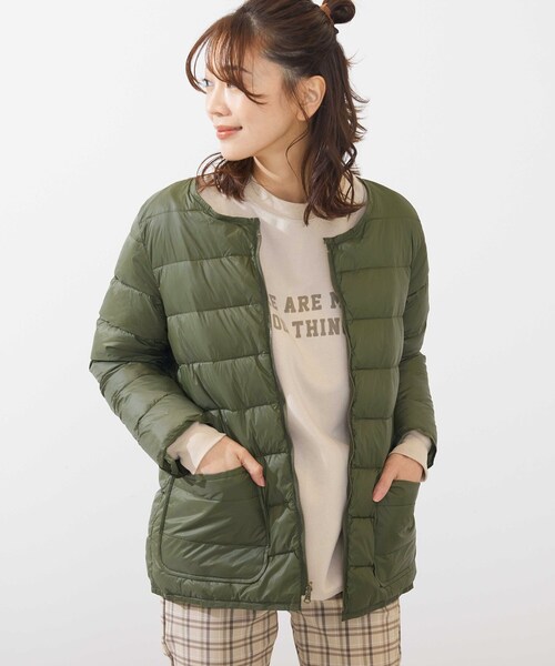 SHOO・LA・RUE（シューラルー）の「◆【M-3L/2点セット】ライトダウンジャケット付きマウンテンパーカー（ブルゾン・レディース・サンドベージュ/カーキ/ブラック・02/03/04/05）」の9枚目の写真