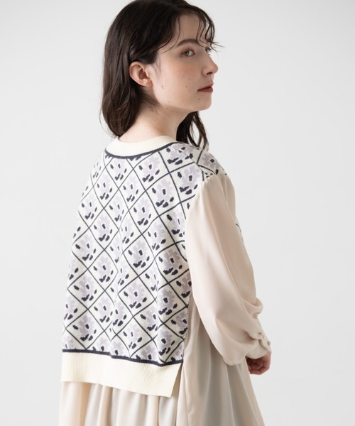 3点おまとめ▲デニムブラウス・ツイードベスト・ニット ツイードニットベスト＋シャツブラウスセット（シャツ