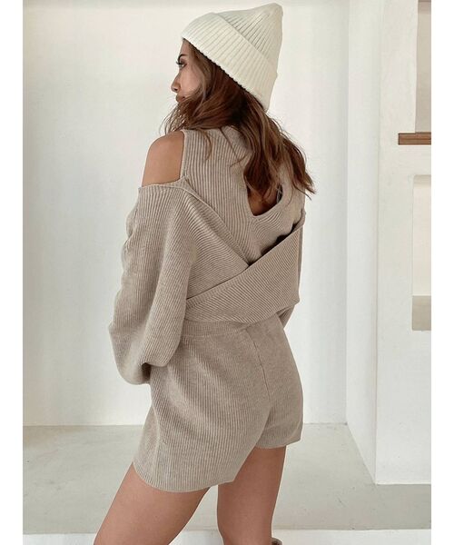 GYDA（ジェイダ）の「レイヤードニット ロンパース（ワンピース・レディース・ブラック/ベージュ/ブラウン/アイボリー・FREE）」の8枚目の写真
