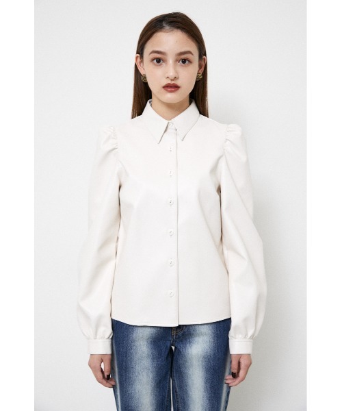 LAGUA GEM（ラグアジェム）の「FRONT BUTTON F/LEATHER TOPS（シャツ/ブラウス・レディース・ブラック/アイボリー・FREE）」の22枚目の写真