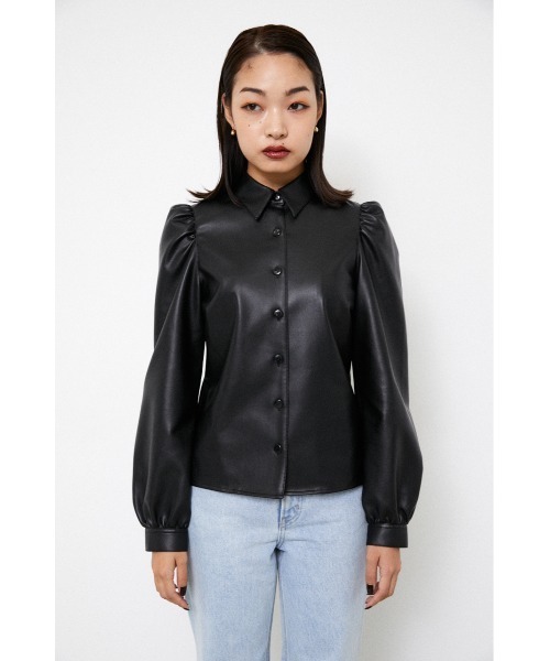 LAGUA GEM（ラグアジェム）の「FRONT BUTTON F/LEATHER TOPS（シャツ/ブラウス・レディース・ブラック/アイボリー・FREE）」の20枚目の写真