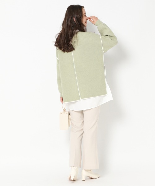 mysty woman(ミスティウーマン)の「配色パイピングニット 261345(ニット/セーター・レディース・ブラック/ライトベージュ/グリーン系・FREE)」の5枚目の写真