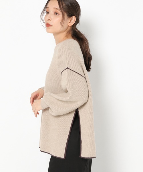 mysty woman(ミスティウーマン)の「配色パイピングニット 261345(ニット/セーター・レディース・ブラック/ライトベージュ/グリーン系・FREE)」の8枚目の写真