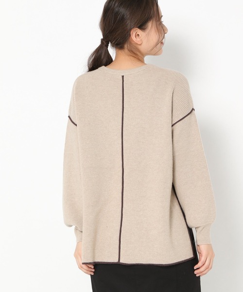 mysty woman(ミスティウーマン)の「配色パイピングニット 261345(ニット/セーター・レディース・ブラック/ライトベージュ/グリーン系・FREE)」の9枚目の写真