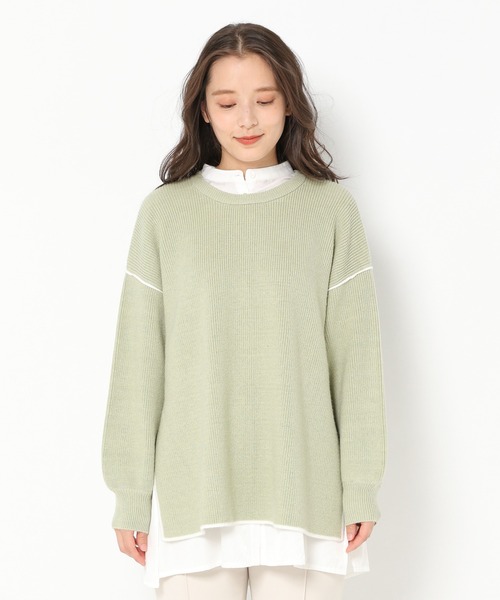 mysty woman(ミスティウーマン)の「配色パイピングニット 261345(ニット/セーター・レディース・ブラック/ライトベージュ/グリーン系・FREE)」の11枚目の写真