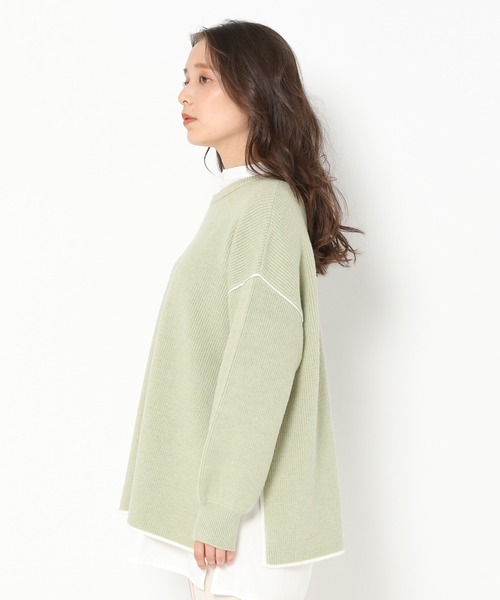 mysty woman(ミスティウーマン)の「配色パイピングニット 261345(ニット/セーター・レディース・ブラック/ライトベージュ/グリーン系・FREE)」の12枚目の写真