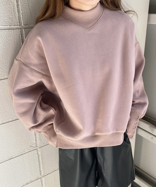 Bab（バブ）の「裏起毛プチハイネックスウェット（スウェット・レディース・チャコールグレー/ピンク/ブルー/アイボリー・M）」の4枚目の写真