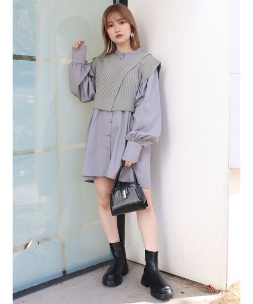 MURUA（ムルーア）の「フェイクレザーミニハンドバッグ（ハンドバッグ・レディース・ブラック/アイボリー・FREE）」の7枚目の写真