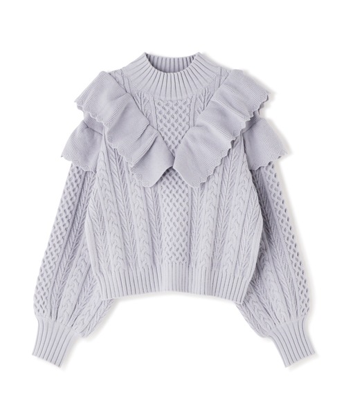 N.（N. Natural Beauty Basic）（エヌエヌナチュラルビューティーベーシック）の「◆フリル付ケーブルニット（ニット/セーター・レディース・レッド/オフホワイト/ライトブルーグレー・MEDIUM）」の18枚目の写真