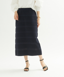 Rouge vif | 変形ボーダーストレッチニットスカート(スカート)